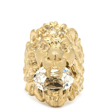 グッチ GUCCI ライオンヘッド クリスタル 402763 ゴールド GP クリスタル #19 リング 指輪 アニマルモチーフ 18号