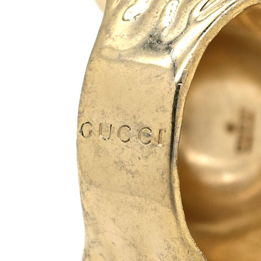 グッチ GUCCI ライオンヘッド クリスタル 402763 ゴールド GP クリスタル #19 リング 指輪 アニマルモチーフ 18号