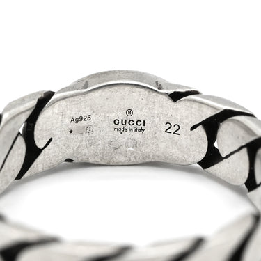 グッチ GUCCI インターロッキングG チェーン グリーン×シルバー シルバー925 エナメル #22 リング 指輪 AG925 SV925 21号