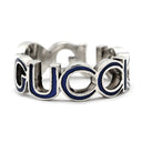 グッチ GUCCI インターロッキングG GUCCIロゴ ブルー×シルバー シルバー925 エナメル #18 リング 指輪 青 AG925 SV925 17号