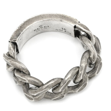 グッチ GUCCI ロゴ チェーン グリーン×シルバー シルバー925 エナメル #16 リング 指輪 AG925 SV925 16号