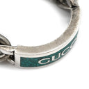 グッチ GUCCI ロゴ チェーン グリーン×シルバー シルバー925 エナメル #16 リング 指輪 AG925 SV925 16号