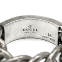 グッチ GUCCI ロゴ チェーン グリーン×シルバー シルバー925 エナメル #16 リング 指輪 AG925 SV925 16号