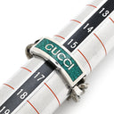 グッチ GUCCI ロゴ チェーン グリーン×シルバー シルバー925 エナメル #16 リング 指輪 AG925 SV925 16号