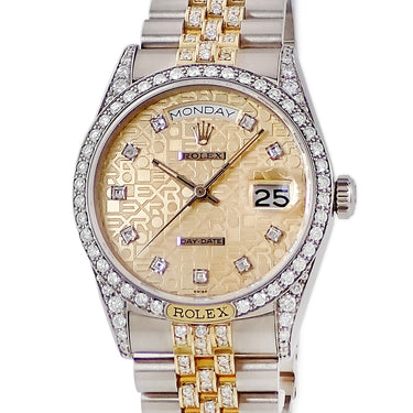 腕時計 ロレックス ROLEX デイデイト 18139G 自動巻き メンズ OH済 K18WG×K18YG 純正ダイヤ 彫りコンピューター ヴィンテージ