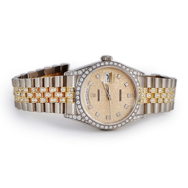 腕時計 ロレックス ROLEX デイデイト 18139G 自動巻き メンズ OH済 K18WG×K18YG 純正ダイヤ 彫りコンピューター ヴィンテージ