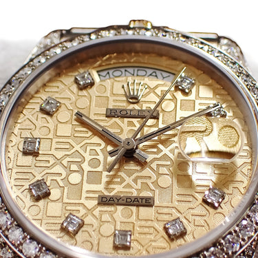 腕時計 ロレックス ROLEX デイデイト 18139G 自動巻き メンズ OH済 K18WG×K18YG 純正ダイヤ 彫りコンピューター ヴィンテージ