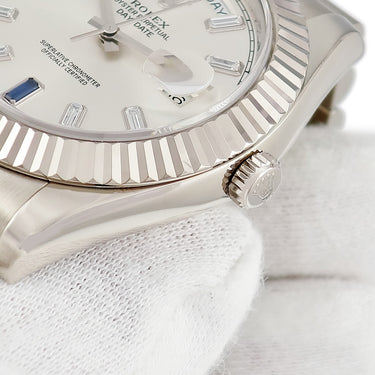 腕時計 ロレックス ROLEX デイデイト II 218239BG 自動巻き メンズ K18WG無垢 純正ダイヤ&サファイア バゲット ランダム番