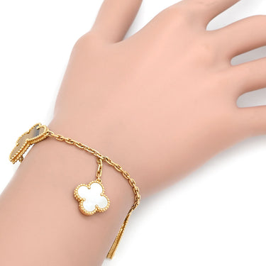 ヴァンクリーフアーペル Van Cleef & Arpels ラッキーアルハンブラ 4モチーフ VCARD79600 マルチカラー×イエローゴールド K18YG カーネリアン タイガーズアイ マザーオブパール マラカイト ブレスレット K18 マルチストーン VCA