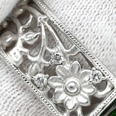 水野薫子 Kaoluco Mizuno グリーントルマリン ダイヤ デザインリング グリーン×プラチナシルバー Pt900 グリーントルマリン リング 指輪 緑 1石 デザインリング 透かし模様 14.5号