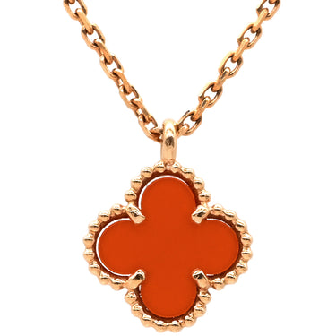 ヴァンクリーフアーペル Van Cleef & Arpels スウィート アルハンブラ ペンダント VCARN59M00 レッドXローズゴールド K18PG カーネリアン ネックレス ピンクゴールド 赤 750 18K