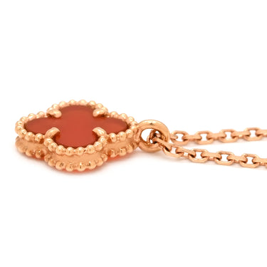 ヴァンクリーフアーペル Van Cleef & Arpels スウィート アルハンブラ ペンダント VCARN59M00 レッドXローズゴールド K18PG カーネリアン ネックレス ピンクゴールド 赤 750 18K