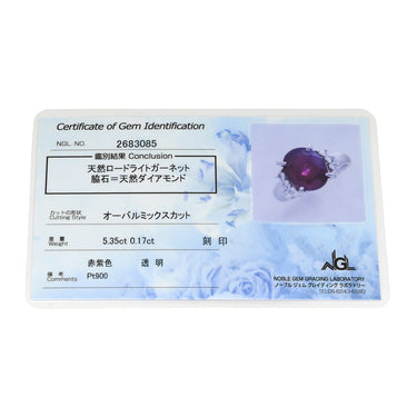 タサキ TASAKI ロードライトガーネット ダイヤモンド ワインレッド×プラチナシルバー Pt900 ロードライトガーネット ダイヤモンド リング 指輪 赤紫 TASAKI プラチナ Pt900 大粒 オーバルミックスカット 11.5号