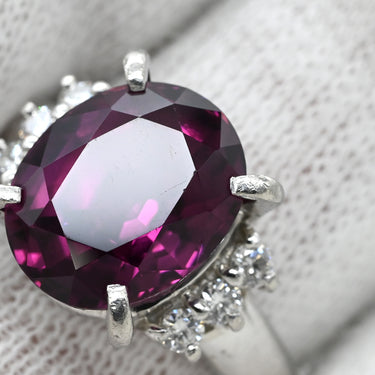 タサキ TASAKI ロードライトガーネット ダイヤモンド ワインレッド×プラチナシルバー Pt900 ロードライトガーネット ダイヤモンド リング 指輪 赤紫 TASAKI プラチナ Pt900 大粒 オーバルミックスカット 11.5号