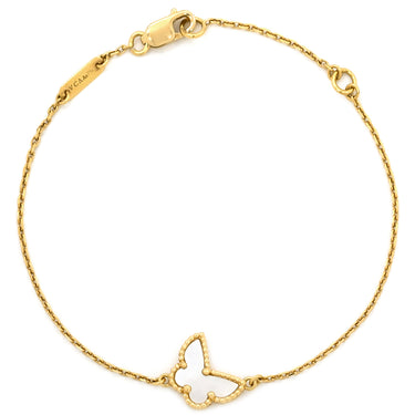 ヴァンクリーフアーペル Van Cleef & Arpels スウィート パピヨン VCARF69000 ホワイト×イエローゴールド K18YG マザーオブパール ブレスレット VCA 白 Au750 18K
