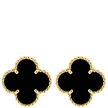 ヴァンクリーフアーペル Van Cleef & Arpels ヴィンテージ アルハンブラ VCARA44200 ブラック×イエローゴールド K18YG オニキス ピアス VCA 黒 750YG 18K オニキス