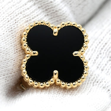 ヴァンクリーフアーペル Van Cleef & Arpels ヴィンテージ アルハンブラ VCARA44200 ブラック×イエローゴールド K18YG オニキス ピアス VCA 黒 750YG 18K オニキス