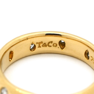 ティファニー Tiffany & Co ドッツ ダイヤリング イエローゴールド K18YG ダイヤモンド Pt950 リング 指輪 T＆Co. 18K 750 YG 10P 7.5号