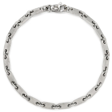 カルティエ Cartier PLAQUETTE フィガロ チェーン ホワイトゴールド K18WG ブレスレット プレート 18金 18K 750WG