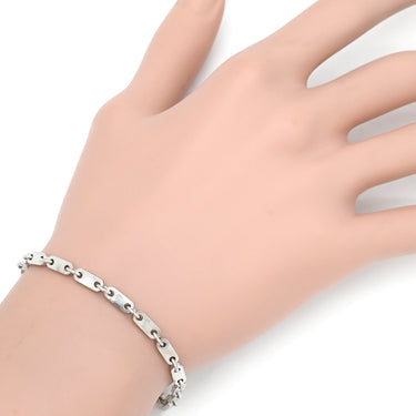カルティエ Cartier PLAQUETTE フィガロ チェーン ホワイトゴールド K18WG ブレスレット プレート 18金 18K 750WG