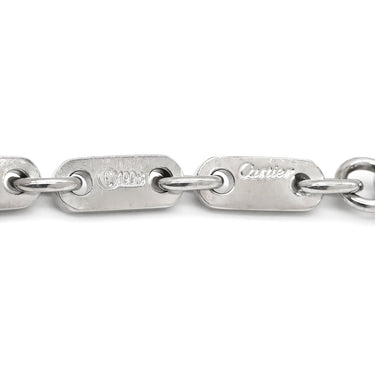 カルティエ Cartier PLAQUETTE フィガロ チェーン ホワイトゴールド K18WG ブレスレット プレート 18金 18K 750WG