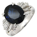 タサキ TASAKI ブルーサファイア ダイヤ ブルー×プラチナシルバー Pt サファイア ダイヤモンド リング 指輪 青 TASAKI プラチナ オーバルミックスカット PM オーストラリア産 8.5号