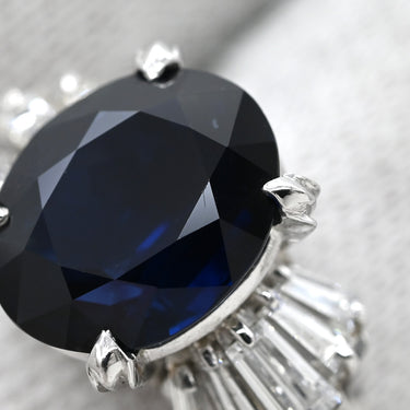 タサキ TASAKI ブルーサファイア ダイヤ ブルー×プラチナシルバー Pt サファイア ダイヤモンド リング 指輪 青 TASAKI プラチナ オーバルミックスカット PM オーストラリア産 8.5号