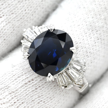 タサキ TASAKI ブルーサファイア ダイヤ ブルー×プラチナシルバー Pt サファイア ダイヤモンド リング 指輪 青 TASAKI プラチナ オーバルミックスカット PM オーストラリア産 8.5号