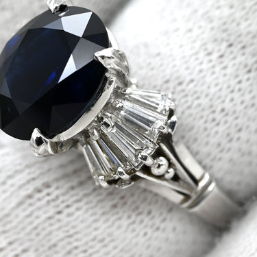 タサキ TASAKI ブルーサファイア ダイヤ ブルー×プラチナシルバー Pt サファイア ダイヤモンド リング 指輪 青 TASAKI プラチナ オーバルミックスカット PM オーストラリア産 8.5号