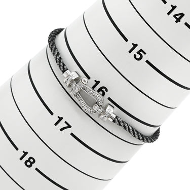 フレッド FRED フォース10 MM ダイヤモンド ブラック×ホワイトゴールド K18WG ダイヤモンド ステンレスケーブル #16 ブレスレット ミディアムモデル K18 WG 750