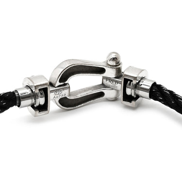 フレッド FRED フォース10 MM ダイヤモンド ブラック×ホワイトゴールド K18WG ダイヤモンド ステンレスケーブル #16 ブレスレット ミディアムモデル K18 WG 750