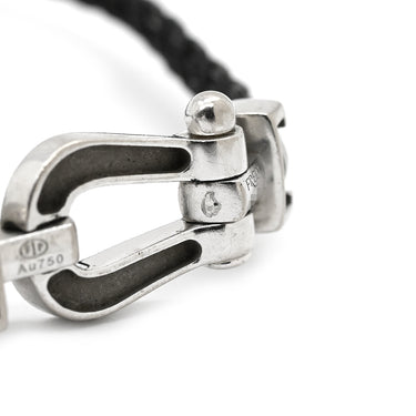 フレッド FRED フォース10 MM ダイヤモンド ブラック×ホワイトゴールド K18WG ダイヤモンド ステンレスケーブル #16 ブレスレット ミディアムモデル K18 WG 750