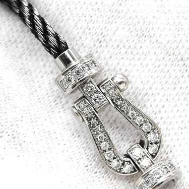 フレッド FRED フォース10 MM ダイヤモンド ブラック×ホワイトゴールド K18WG ダイヤモンド ステンレスケーブル #16 ブレスレット ミディアムモデル K18 WG 750