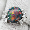 ミキモト MIKIMOTO ブラックオパール ダイヤ プラチナシルバー Pt950 ブラックオパール ダイヤモンド リング 指輪 MIKIMOTO Pt950 バフトップカット 遊色 11.5号