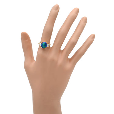 ミキモト MIKIMOTO ブラックオパール ダイヤ イエローゴールド K18YG ブラックオパール ダイヤモンド リング 指輪 K18 YG 18金 カボションカット 11.5号