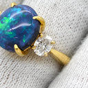 ミキモト MIKIMOTO ブラックオパール ダイヤ イエローゴールド K18YG ブラックオパール ダイヤモンド リング 指輪 K18 YG 18金 カボションカット 11.5号