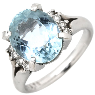 タサキ TASAKI アクアマリン ダイヤ ブルー×プラチナシルバー Pt900 アクアマリン ダイヤモンド リング 指輪 ライトブルー 水色 TASAKI プラチナ 11.5号