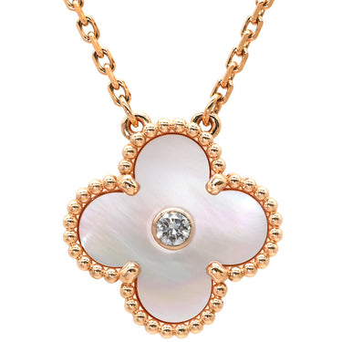 ヴァンクリーフアーペル Van Cleef & Arpels ヴィンテージ アルハンブラ VCARPMOP00 ピンクXローズゴールド K18PG ダイヤモンド ピンクマザーオブパール ネックレス 2025年ホリデー限定 ピンクシェル 1Pダイヤ 18K
