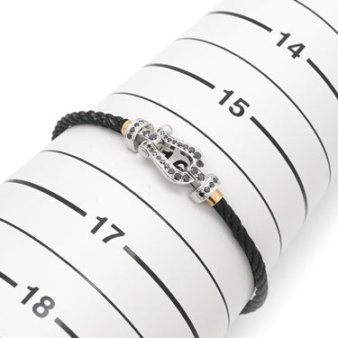 フレッド FRED フォース10 MM ブラックダイヤ ブラック×ホワイトゴールド K18WG ブラックダイヤモンド ステンレスケーブル GP #16 ブレスレット ミディアムモデル WG 50 18K 替えコード付き