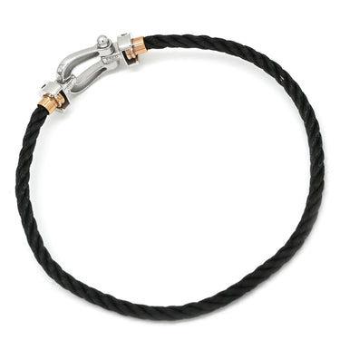 フレッド FRED フォース10 MM ブラックダイヤ ブラック×ホワイトゴールド K18WG ブラックダイヤモンド ステンレスケーブル GP #16 ブレスレット ミディアムモデル WG 50 18K 替えコード付き