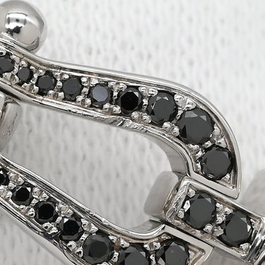 フレッド FRED フォース10 MM ブラックダイヤ ブラック×ホワイトゴールド K18WG ブラックダイヤモンド ステンレスケーブル GP #16 ブレスレット ミディアムモデル WG 50 18K 替えコード付き