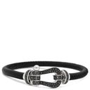フレッド FRED フォース10 ラージモデル ブラックダイヤ ブラック×ホワイトゴールド K18WG ダイヤモンド レザー ステンレス #17 ブレスレット ダイヤモンド Au750 18K WG レザーコード