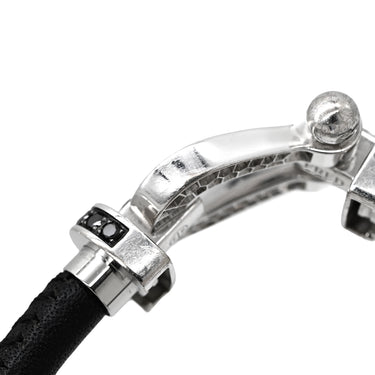 フレッド FRED フォース10 ラージモデル ブラックダイヤ ブラック×ホワイトゴールド K18WG ダイヤモンド レザー ステンレス #17 ブレスレット ダイヤモンド Au750 18K WG レザーコード