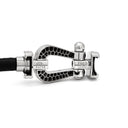 フレッド FRED フォース10 ラージモデル ブラックダイヤ ブラック×ホワイトゴールド K18WG ダイヤモンド レザー ステンレス #17 ブレスレット ダイヤモンド Au750 18K WG レザーコード