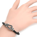 フレッド FRED フォース10 ラージモデル ブラックダイヤ ブラック×ホワイトゴールド K18WG ダイヤモンド レザー ステンレス #17 ブレスレット ダイヤモンド Au750 18K WG レザーコード