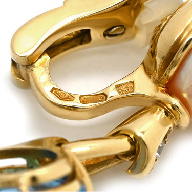 ブルガリ BVLGARI アレグラ パール ブルートパーズ パールホワイト×ブルー×イエローゴールド K18YG パール ブルートパーズ ダイヤモンド イヤリング 18K 750 YG 1Pダイヤ