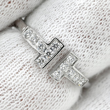 ティファニー Tiffany & Co ダイヤモンド ワイヤー ホワイトゴールド K18WG ダイヤモンド リング 指輪 T＆Co. Au750 18K 18金 Tワイヤー 6号