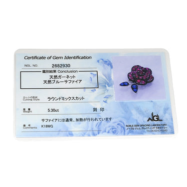タサキ TASAKI ガーネット ブルーサファイア レッド×ブルー×ブラック×ホワイトゴールドゴールド K18WG ガーネット ブルーサファイア ブラックコーティング ブローチ TASAKI Au750 18K 薔薇 バラ フラワー 花 ペンダントトップ 2WAY