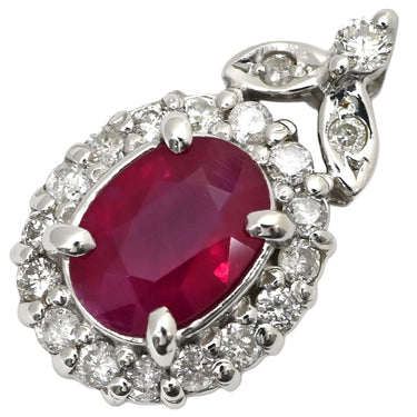 ノンブランド NON BRAND ルビー 0.72ct ダイヤ 0.21ct レッド×ホワイトゴールド K14WG ルビー ダイヤモンド ペンダントトップ 赤 1P 1粒 1石 ネックレストップ 18K 750 WG