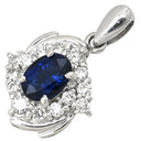 ノンブランド NON BRAND サファイア 1.04ct ダイヤモンド ブルー×プラチナシルバー Pt900 サファイア ダイヤモンド ペンダントトップ 青 Pt900 プラチナ パヴェ ヘイローデザイン オーバル